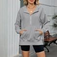 thumbnail image 2 of Kaemgyyd Women's Half Zip Sweatshirt Stylish Side Slit Oversized Hoodies Causal Sports Gym Workout Long Sleeve Pullover Fall Tops, 2 of 7