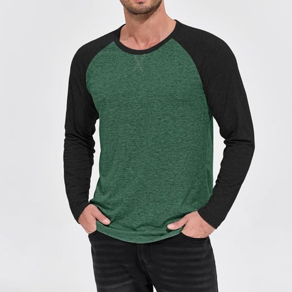 Kalauyu Raglan Shirt Men - Soft Sports Cotton Style Long Sleeve Baseball Shirts for Men
