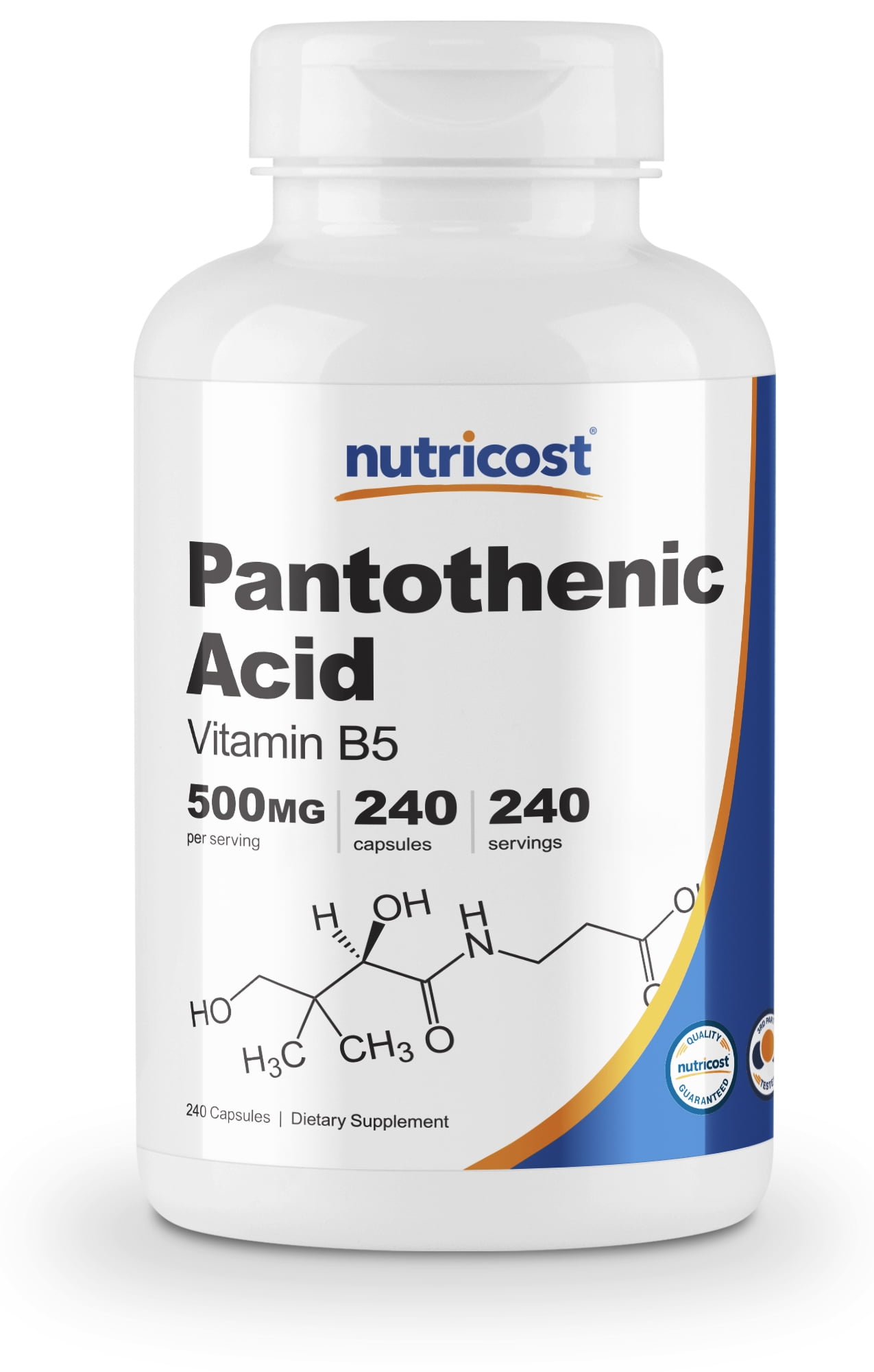 Nutricost Pantothenic Acid (Vitamin B5) 500mg, 240 Capsules