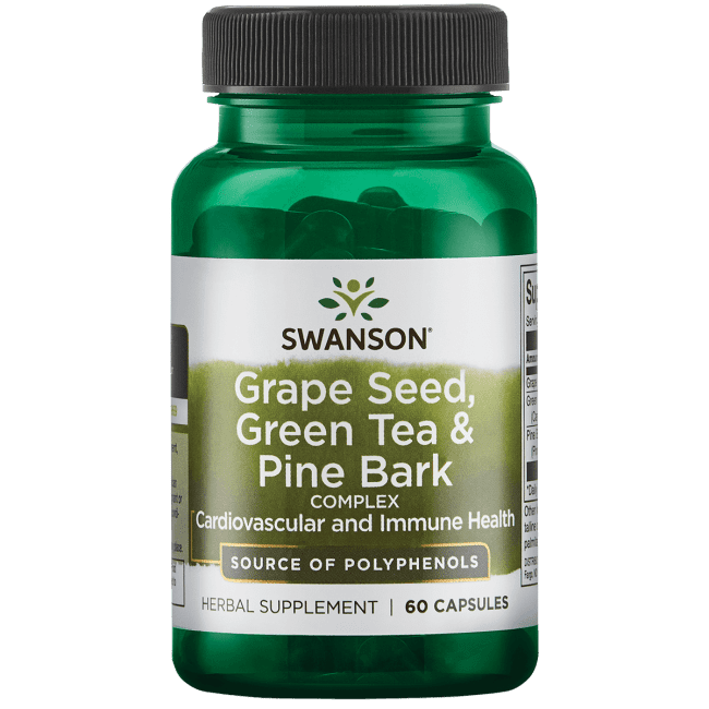 Swanson Grape Seed, Green Tea and Pine Bark Complex Capsules, 60 Count.