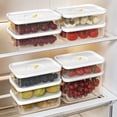 thumbnail image 2 of Clear 950ML Fridge Stores Crisper Fresh Food Fruit Container Plastic Microwavable Bento Box Refrigerator Organizer Freezer Box, 2 of 8