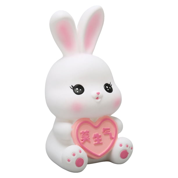 Fyearfly Rabbit Piggy Bank Cartoon Bunny Pattern Coin Money Saving Pot, Caja De Almacenamiento De Cambio De Dinero Banco De Monedas Inastillable para El Hogar Dormitorio Oficina, Blanco