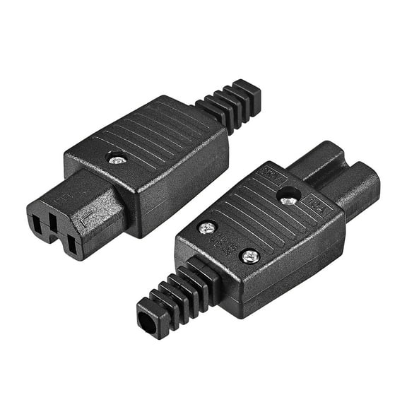 AC 110-250V 10A Female IEC320 C15 Power Socket Adapter Connector 3-Terminal Panel Mount 2 Pcs