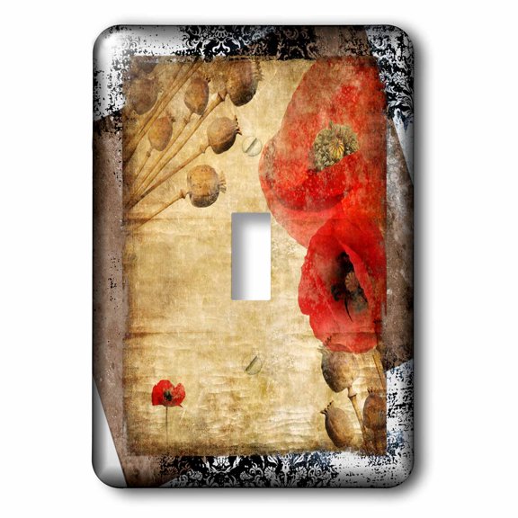 3dRose, Vintage Poppies, single toggle switch