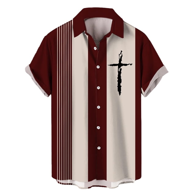 DGMIOCS Men's Regular Fit Shirt Button Down Breathable Classic Shirt Wine S