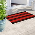 thumbnail image 3 of Jinswick Buffalo Plaid Check Rug  Hand-Woven Indoor Or Outdoor Washable Checkered Rugs for Layered Door Mats for Front Porch/Entryway/Farmhouse, Red and Black Plaid Doormat, 3 of 8