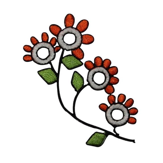 ID 6857 Orange Flower Plant Patch Blossom Garden Embroidered Iron On Applique