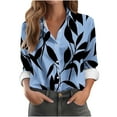 thumbnail image 2 of HOMBOM Navy Polo Shirts for Women Classic Fit Long Sleeve Button down Fall Tops Ladies Floral, 2 of 6