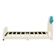 thumbnail image 5 of DreamBuck Upholstered Platform Bed, Twin Size Velvet Fabric Wood Bed Frame with Cloud-Shaped Headboard and Light Stripe, Cute Bed Frame for Bedroom, Dorm, Twin Bed Frame for Boys, Girls, Beige, 5 of 9