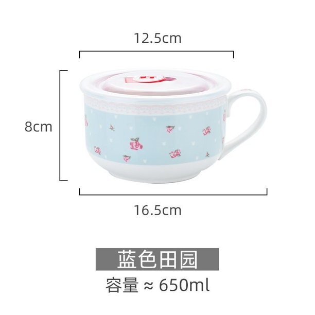 Sanrio Hellokitty-cuenco de cerámica Kawaii para fideos instantáneos, cuenco para sopa de fideos instantáneos, vajilla para estudiantes, horno microondas