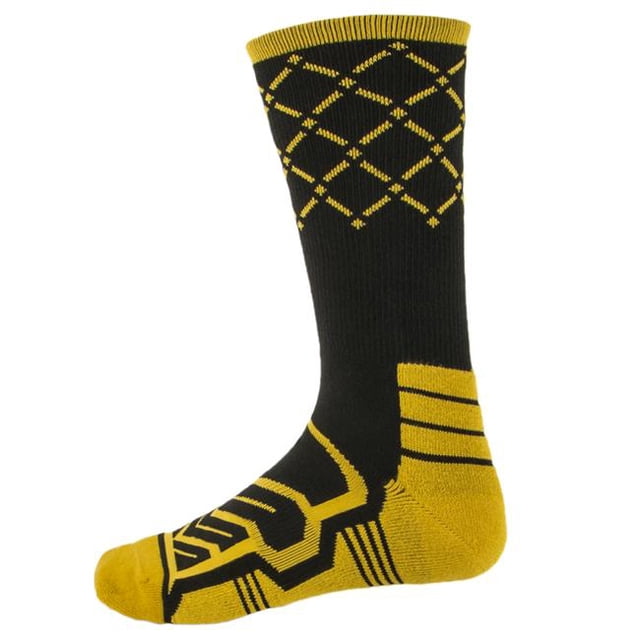 Brybelly SSOC-010L Chaussettes de Compression de Basket-Ball&44; Noir & Jaune - Grande