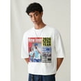 thumbnail image 3 of Standard Size Men's Short White Boxy Newspaper Graphic T-Shirt, Summer, 3 of 5