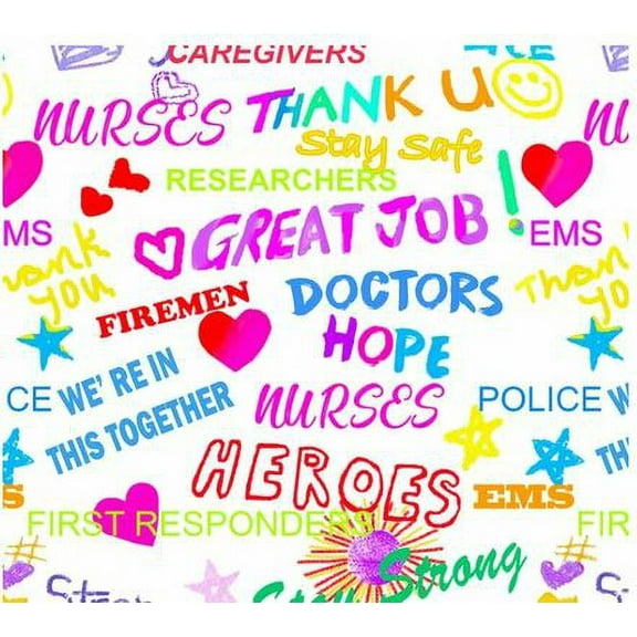 Sykel Enterprises White Thank you to our Heroes 100% Cotton Fabric sold by the yard