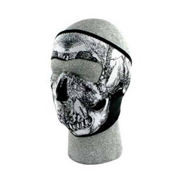 Zan Headgear WNFM002 Neoprene Face Mask Black and White Skull Face