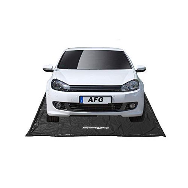 AutoFloorGuard AFG7916 7.75’x16’ Compact Size Heavy Duty Garage Floor Mat for Under Car for Rain, Ice, and Mud w/ Stay-Put Corner and Telescoping Squeegee