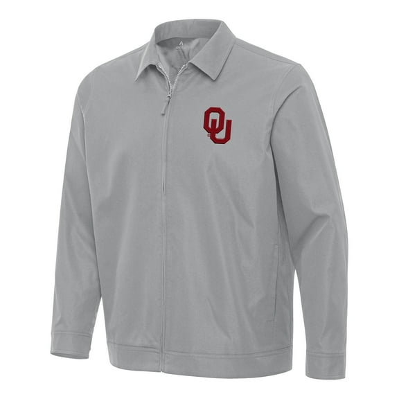 Men's Antigua Gray Oklahoma Sooners Pivot Full-Zip Jacket