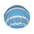 thumbnail image 1 of YFYANG Women's Double Waterproof Shower Cap, Blue Woven Stripes Reusable Hair Cap for All Hair Styles and Head Sizes, 1 of 9