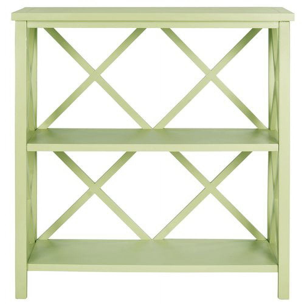SAFAVIEH Liam Duo X-Back 2 Tier Open Bookcase, Split Pea