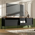 thumbnail image 2 of Euroco 70.8'' Modern TV Stand for TVs up to 75 Inches, Entertainment Center with Storage Space, Sliding Doors, Adjustable Shelves and Metal Frame, Mid Century Modern Media TV Console Table, 2 of 12