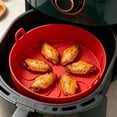 thumbnail image 2 of JHyouerji Silicone Air Fryer Liner Baking Tray Red Food Grade Non Stick Reusable Oven Microwave Pizza Cake Bakeware Foldable Storage Kitchen Accessory, 2 of 6