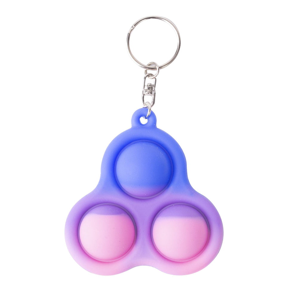 Purple Triangle Mini Push Pop Bubble Sensory Fidget Toy with Buckle Ring,Stress Reliever Silicone Keychain Toy for Kid and Adult Anxiety Autism Simple Dimple Toy 