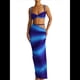 thumbnail image 3 of Conjunto de 2 Piezas para Mujer, Sexy, , de Verano, con Top Fruncido y Espalda Descubierta, y Falda con Aberturas, Vestido de Noche. Azul S, 3 of 9