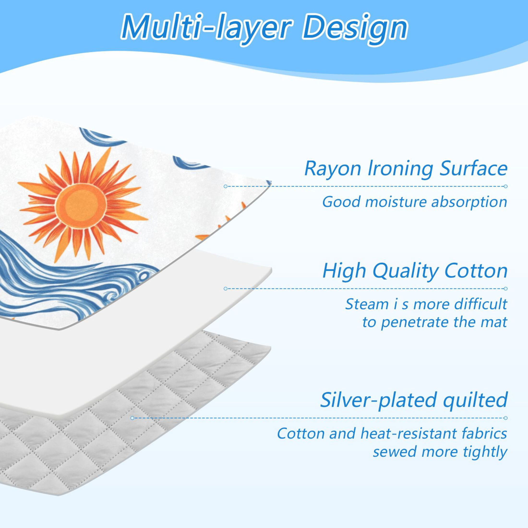 Sun and Waves Ironing Mat Blanket Portable Travel Ironing Pad Heat Resistant Pad 47.2" x 27.6”