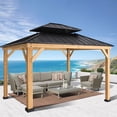 thumbnail image 4 of INTER HUT 13x11 ft Outdoor Double Roof Cedar Framed Wood Gazebo Pavilion, 4 of 7