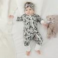 thumbnail image 6 of KAOOCXU Lovely Onesie For Boys Cartoon Flower Printed Patchwork Long Sleeve O-Neck Zippy Infant Romper Newborn Jumpsuit Designed Cozy Breathable Daily Wear, 6 of 9