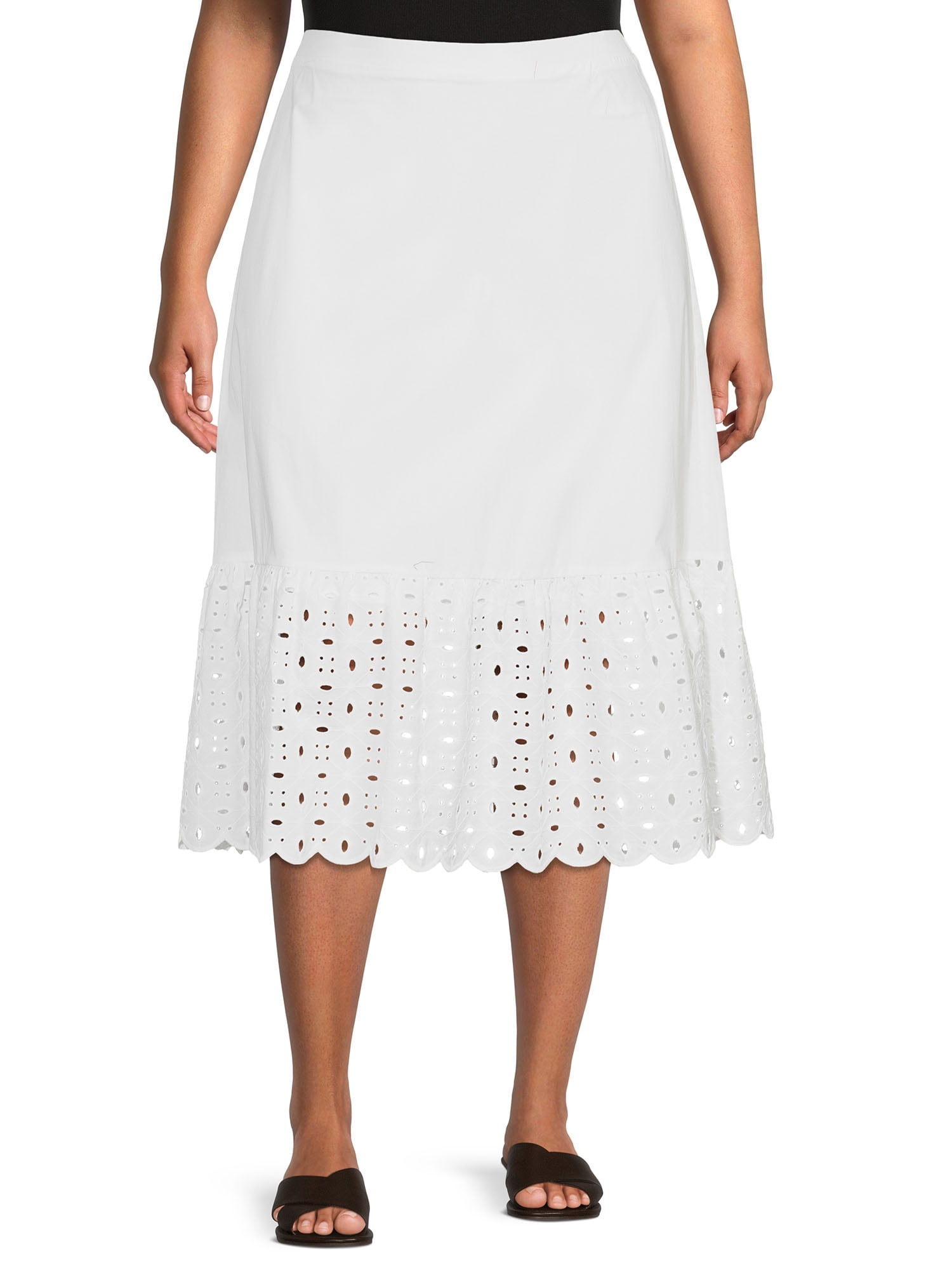 The Get Women's Plus Size Eyelet Midi Skirt