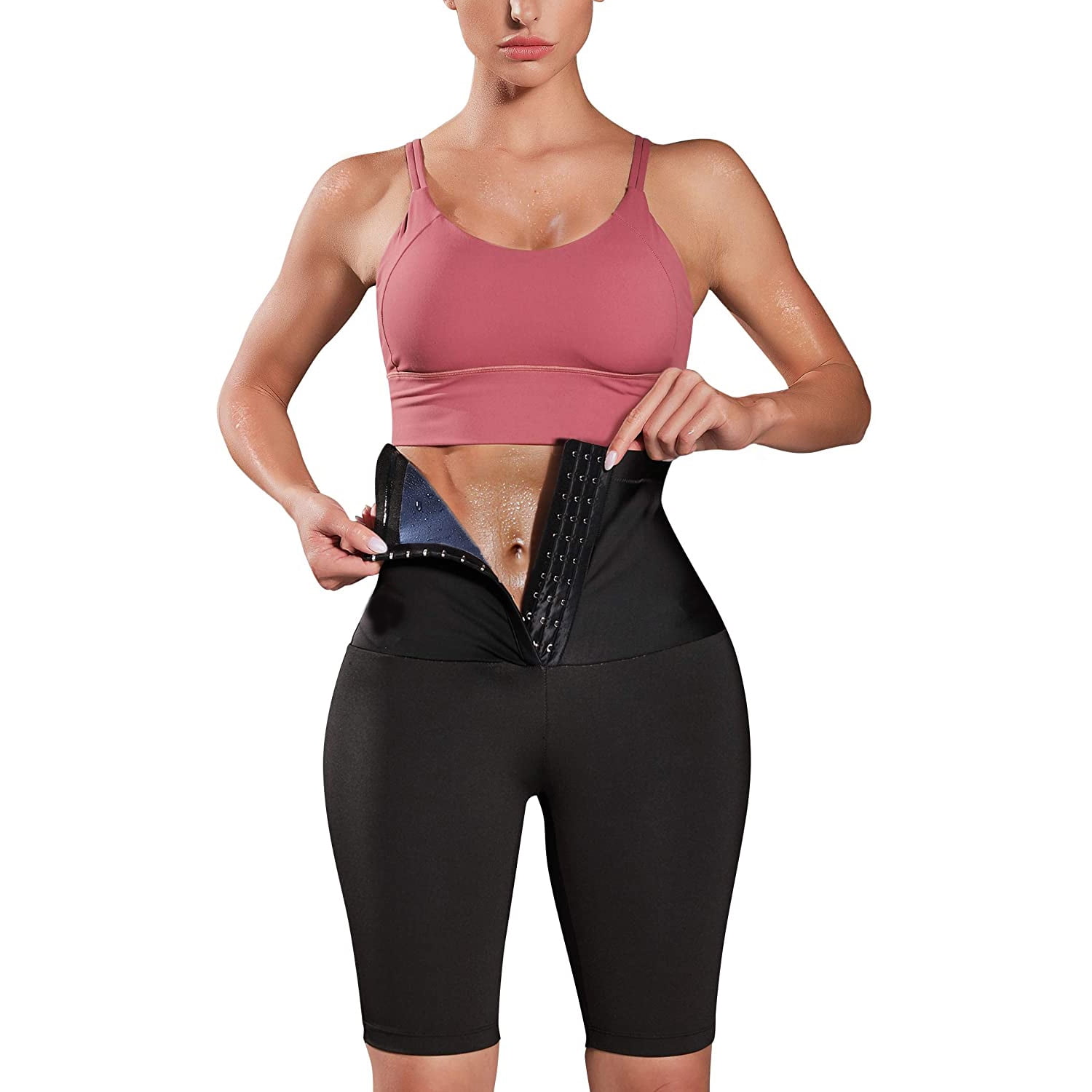 HUIMING Sauna Sweat Shorts for Women High Waisted Thermo Waist Trainer Slimming Leggings Pants Body Shaper 