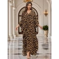 thumbnail image 3 of luopital Women Kaftan Dresses Plus Size V-Neck Batwing Sleeves Beach Cover Up Summer Floral Print Caftan Dress Leopard, 3 of 6