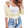 thumbnail image 4 of Womens Sheer Tie Knot Bolero Cardigan Summer Long Sleeve Lightweight Open Front Cover Up Crop Tops, 4 of 7