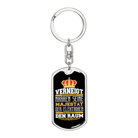 German Electrican Swivel Keychain Dog Tag Stainless Steel or 18k Gold