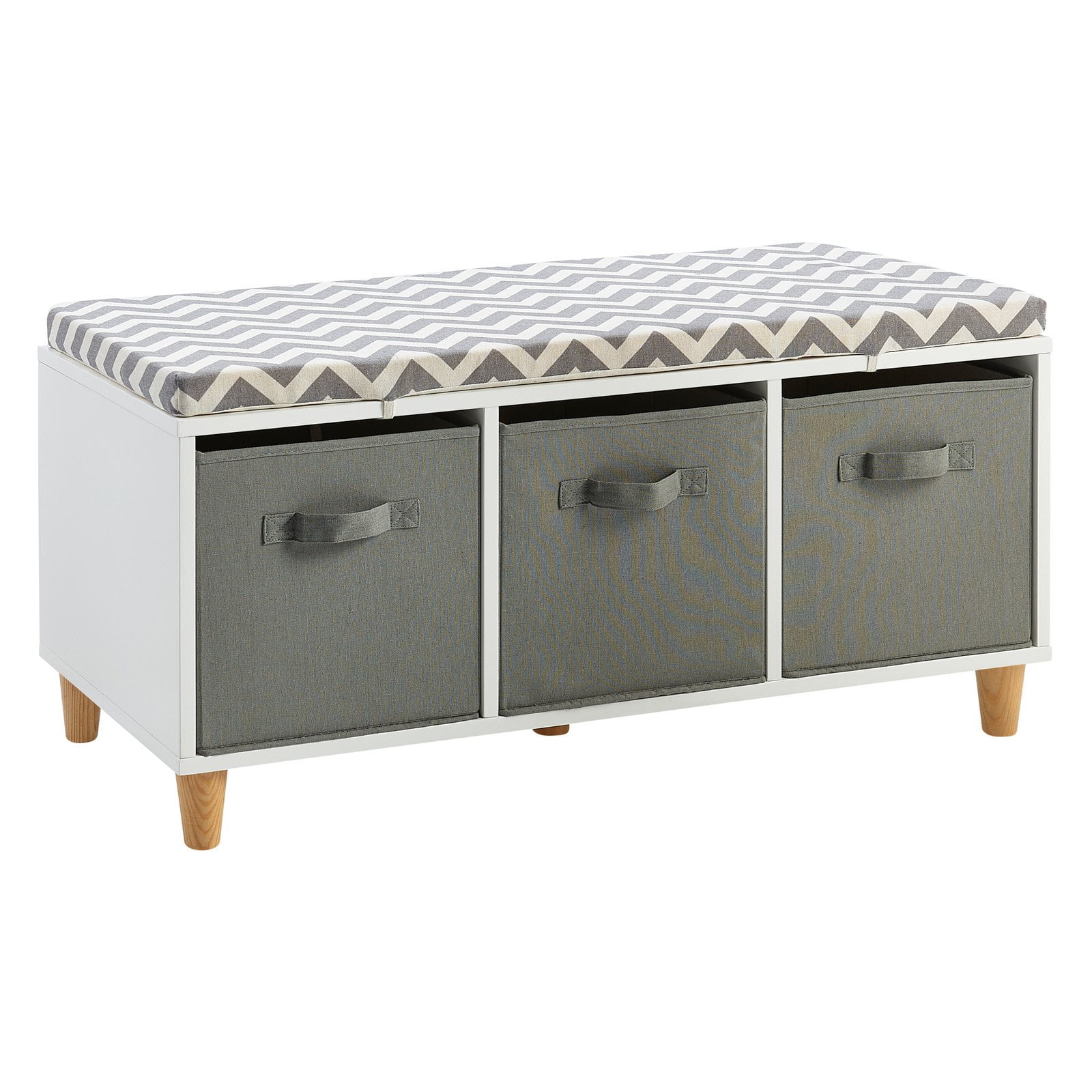 Versanora Minimalista Storage Bench with Cushion & Cubbies - White