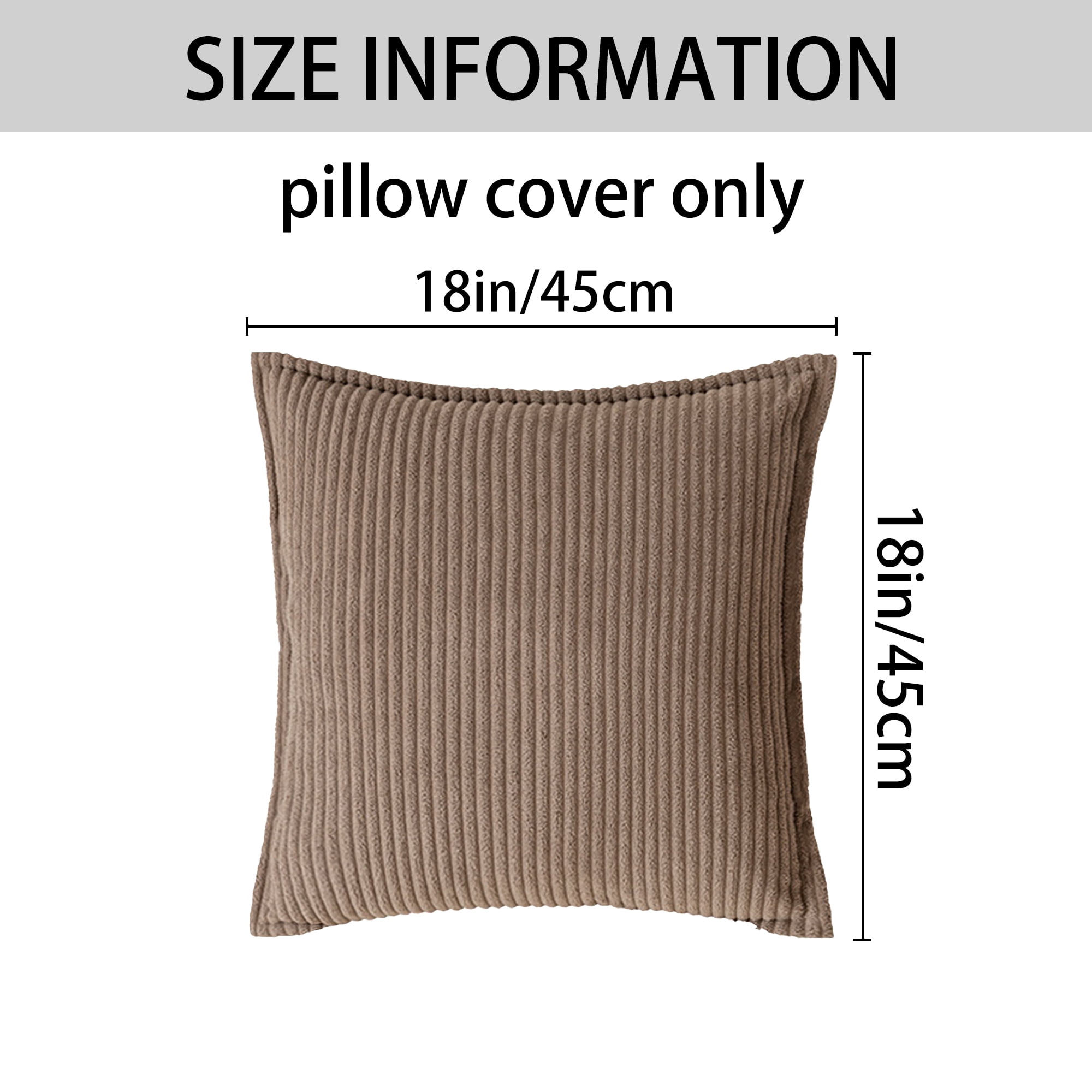 REGALWOVEN Striped Decorative Throw Pillow Covers Pack of 2 Soft Cushion Pillow Cases for Sofa Home Decor Brown 18" x 18"