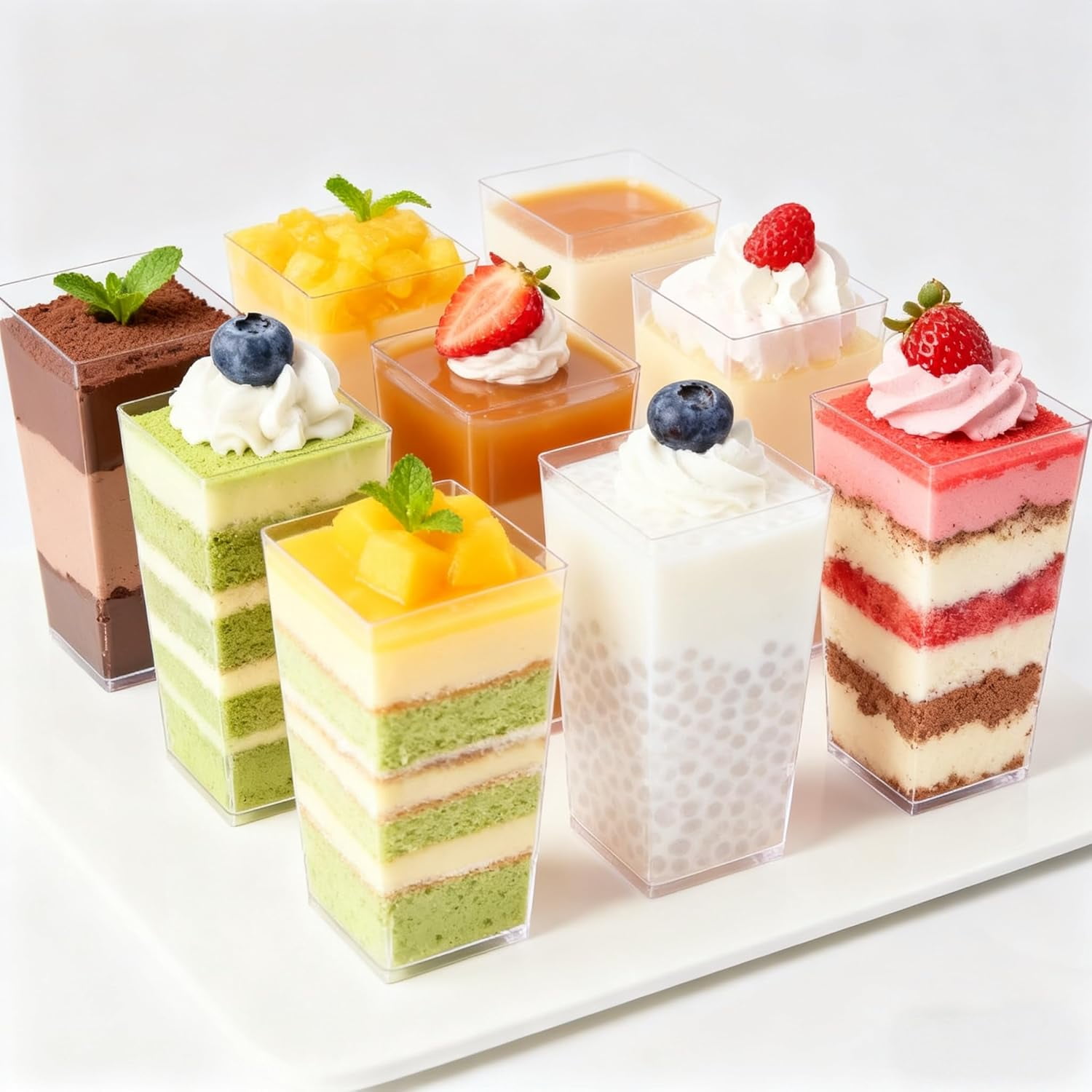 150 Pcs Dessert Cups with Lids and Spoons, 3 oz Mini Clear Plastic Dessert Parfait Cup, Reusable Fruit Ice Cream Cake Pudding Cups