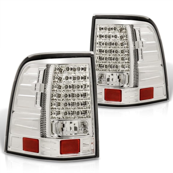 HUICHENG Chrome Housing Clear Lens LED Tail Lights for 2002-2005 Ford Explorer – Left & Right Pair