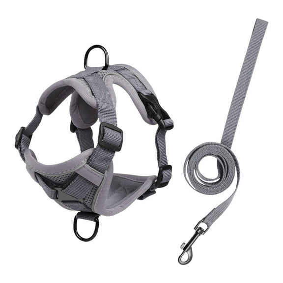 Elainilye Dog Harness with Leash, Easy Walk Cats Leash for Small, Reflective Breathable, For Outdoor Cats& Dog Walking,Gray