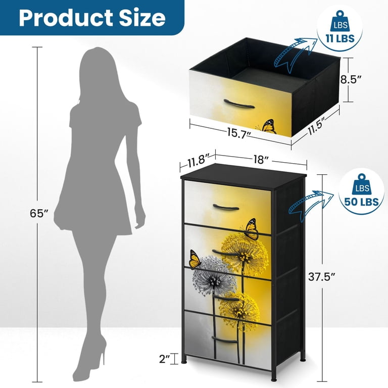 grey and yellow dresser Sikaic LED Dresser with 6 Storage Drawers Rustic Oak