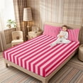thumbnail image 4 of Meiyoeat Bold Vertical Stripe Queen Sheets 4 Pieces for Girls, Contemporary Pinstripe Queen Sheet Sets, Hot Pink,1 Fitted Sheet, 1 Flat Sheet and 2 Pillowcases, 4 of 6