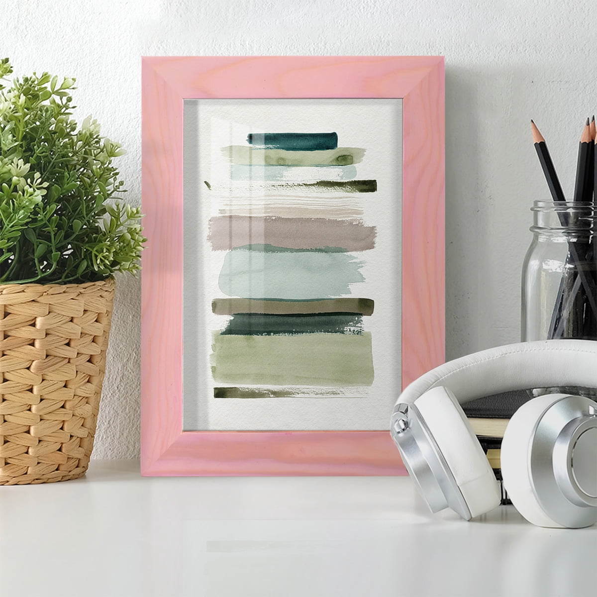 Grass Stains I - Framed Print w/glass - Sunset Pink