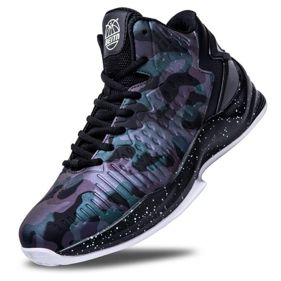 Beita Chaussures de Basketball Montantes Baskets Hommes Chaussures de Sport Respirantes Antidérapantes Décolorantes Vert-Violet Camouflage 7