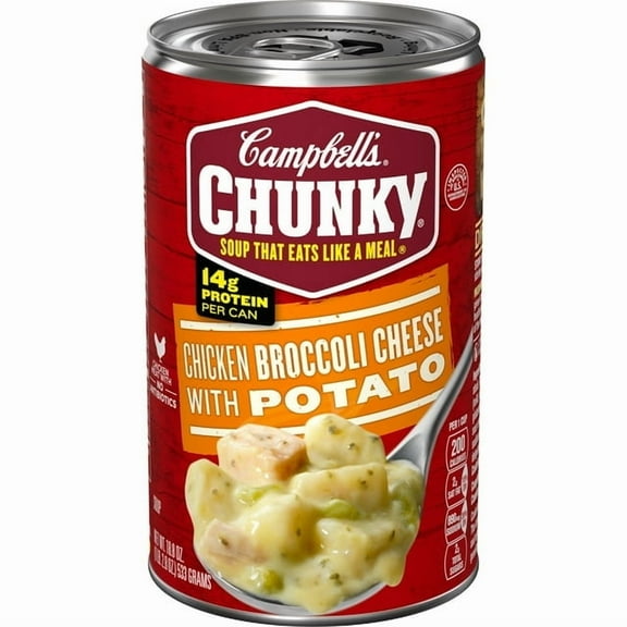 Campbell's Chunky Soup Ready to Serve Chicken Broccoli Cheese Soup 18.8 oz Can (Pack of 3)