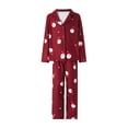 thumbnail image 2 of Family Matching Christmas Pajamas Set Classic Santa Claus Print Button Down Tops Long Pants Home Sleepwear, 2 of 10