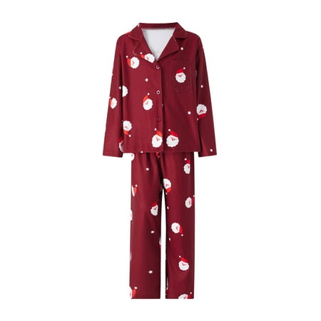 

Christmas Matching Family Pajamas Santa Claus Long-sleeve Tops + Straight-leg Pants Pet Pajamas
