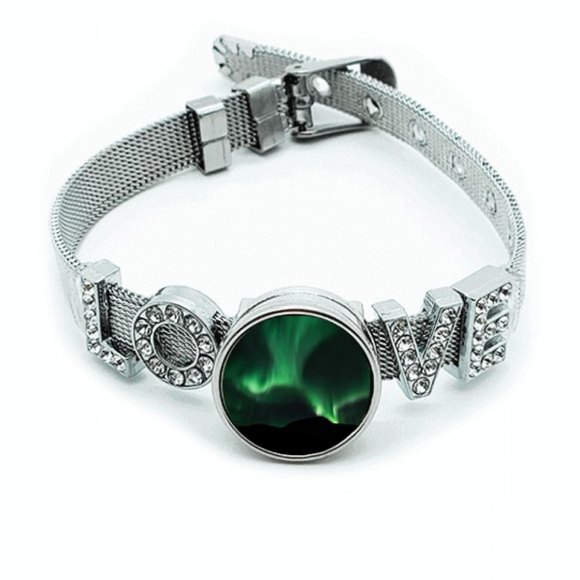 Luz verde del cielo nocturno Pulsera pulsera pulsera de cristal amor pulsera ajustable