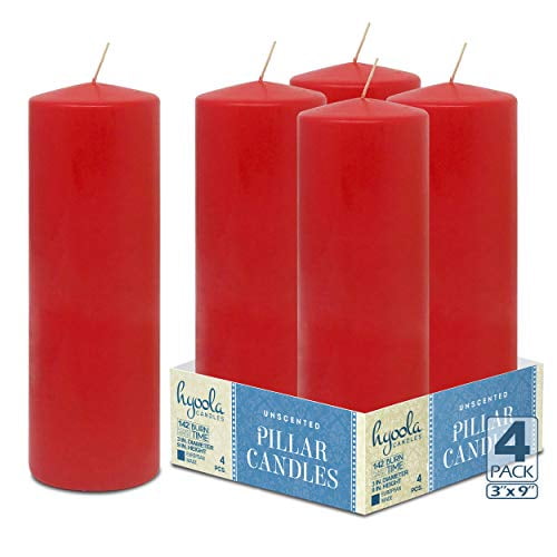 Rose Pillar Decorative Smokeless Designer Candle Red Color with Rose set of 1 