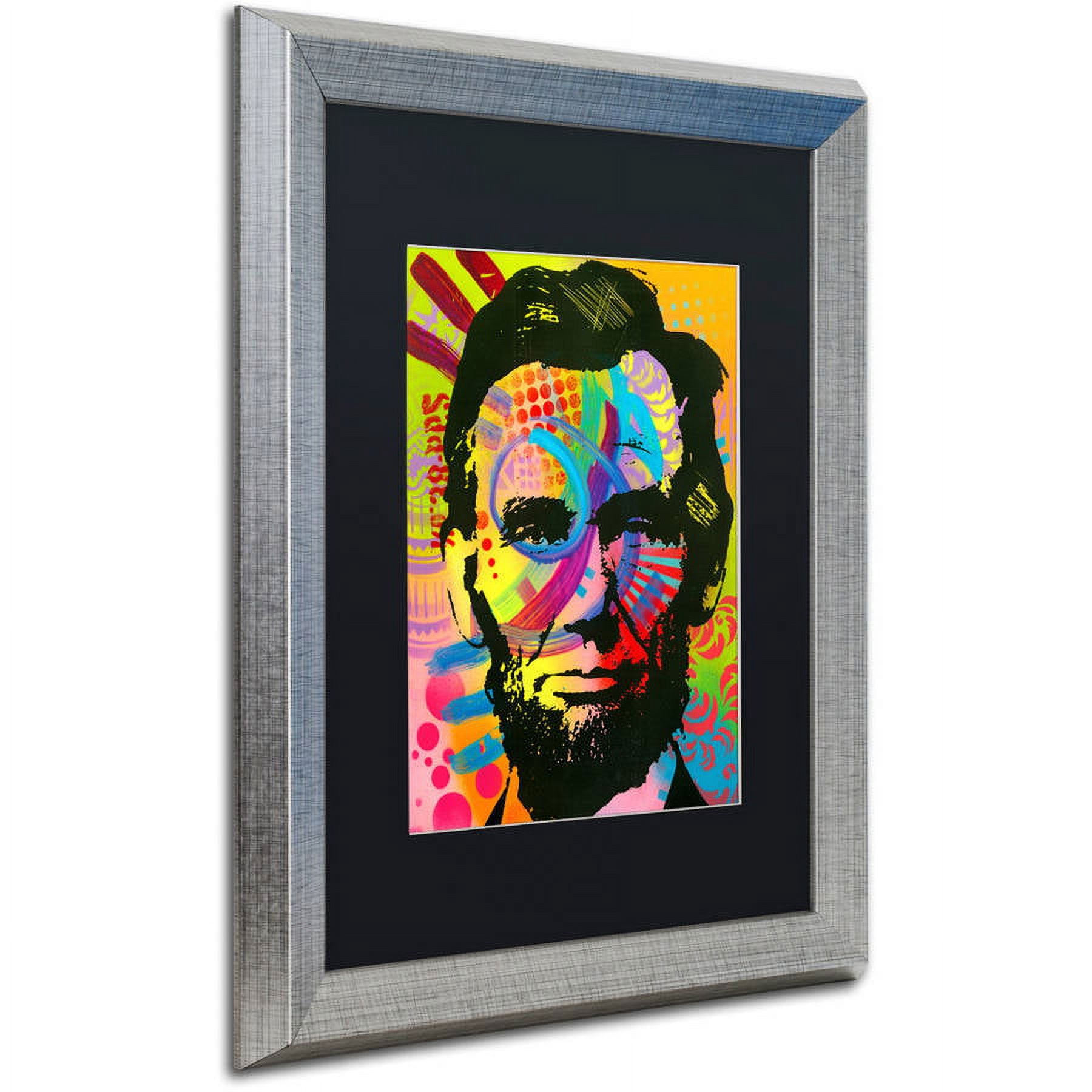 Trademark Fine Art "Abraham Lincoln II" Canvas Art by Dean Russo, Black Matte, Silver Frame