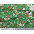 thumbnail image 3 of Soimoi Poly Georgette Fabric Floral,Rabbit & Porcupine Cartoon Print Sewing Fabric Yard 42 Inch Wide, 3 of 3